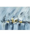 tableau abstrait gris jaune noir