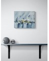 tableau abstrait gris jaune noir argent