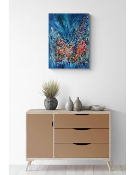 tableau abstrait moderne fleurs
