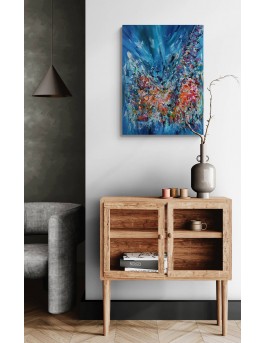 tableau abstrait contemporain fleurs