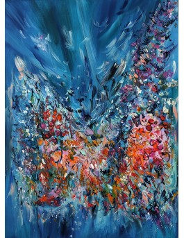 Tableau abstrait vertical fleurs