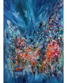 Tableau abstrait vertical fleurs