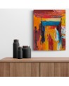tableau abstrait rouge orange couleurs chaudes