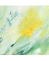 Tableau abstrait vert et jaune au couteau
