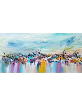 tableau abstrait panoramique multicolore