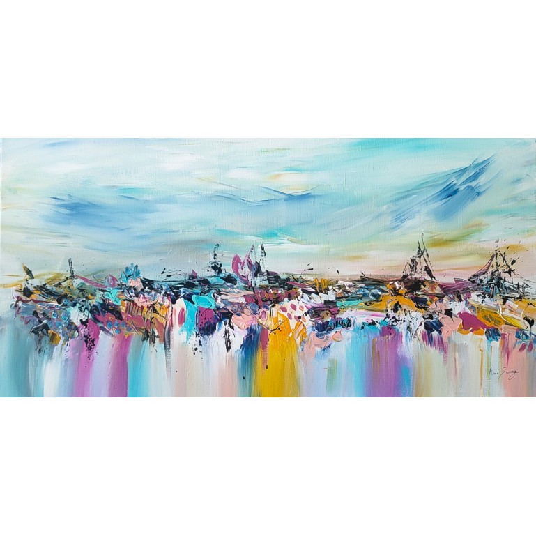 tableau abstrait panoramique multicolore