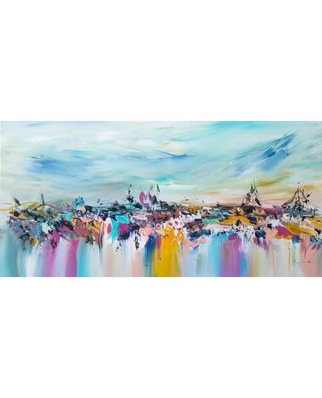 tableau abstrait panoramique multicolore