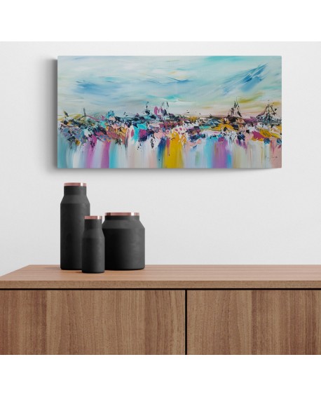 tableau abstrait horizontal multicolore