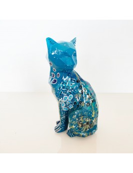 statue chat pop art bleu