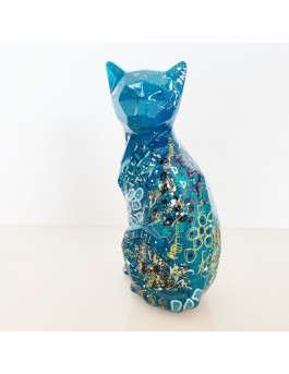 statuette chat bleu