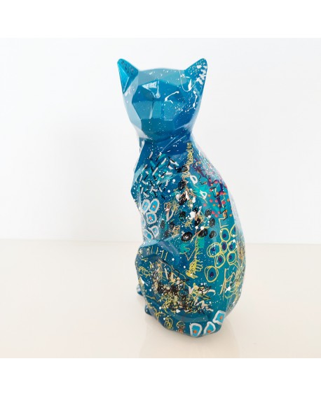 statuette chat bleu