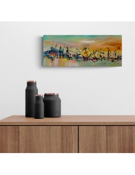 tableau abstrait panoramique coloré