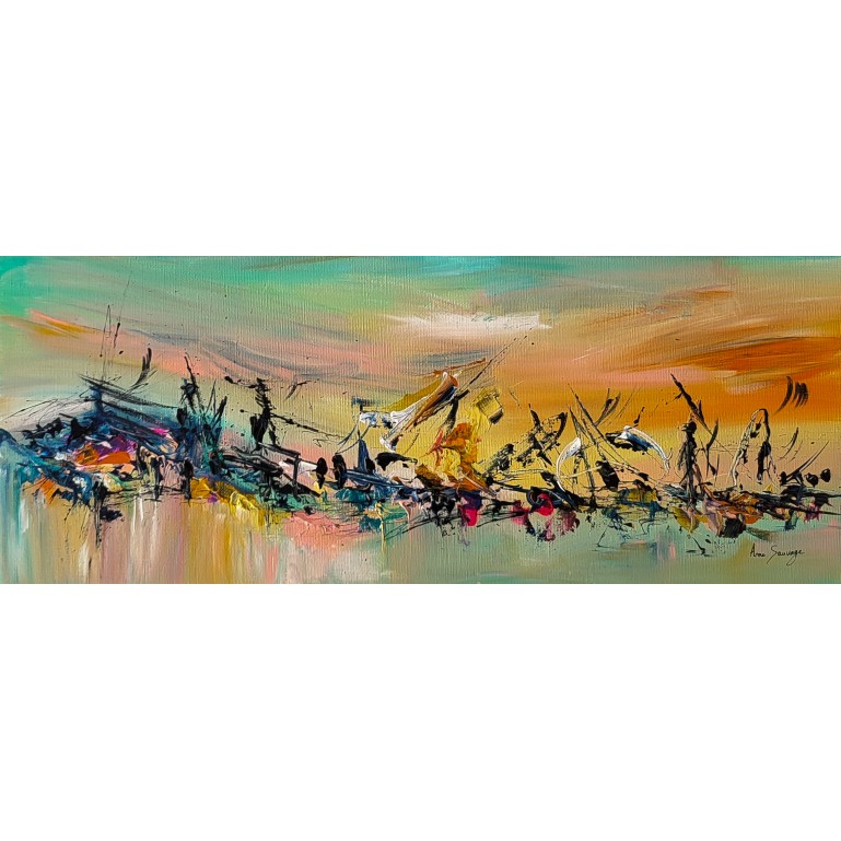 tableau abstrait panoramique multicolore