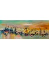 tableau abstrait panoramique multicolore