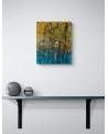 tableau abstrait jaune et bleu