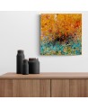 tableau abstrait orange jaune et bleu