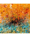 tableau abstrait orange jaune bleu