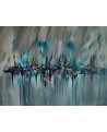 grand tableau abstrait gris bleu