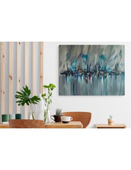grand tableau abstrait moderne gris