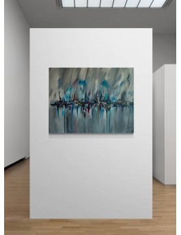 grand tableau gris artiste peintre