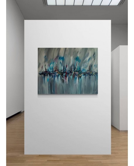 grand tableau gris artiste peintre