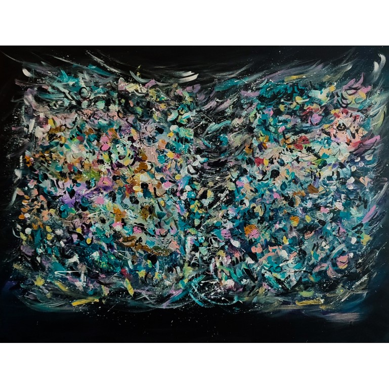 grand tableau abstrait original coloré