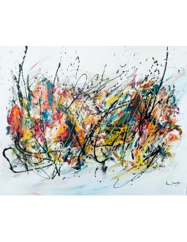 grand tableau abstrait multicolore original