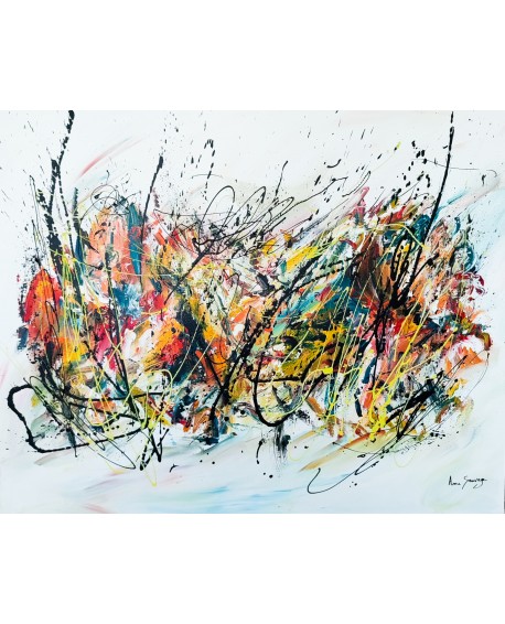 grand tableau abstrait multicolore original