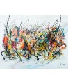 grand tableau abstrait multicolore original