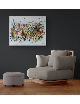 tableau abstrait multicolore grand format artiste