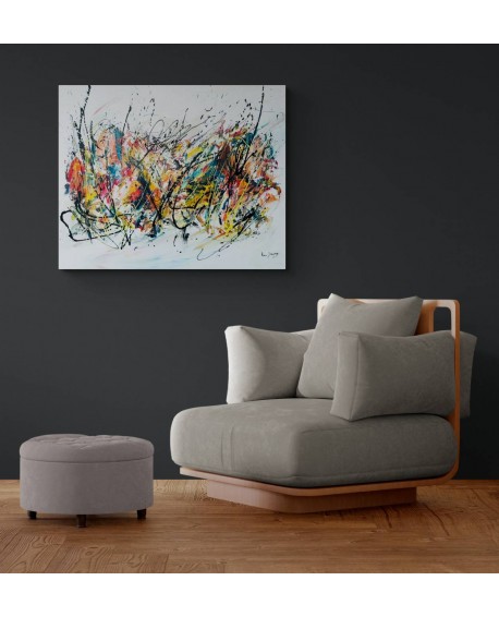 tableau abstrait multicolore grand format artiste