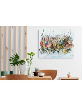 grand tableau abstrait original multicolore