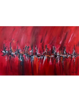 tableau abstrait rouge noir blanc