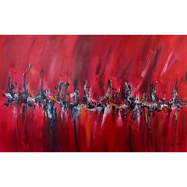 tableau abstrait rouge noir blanc
