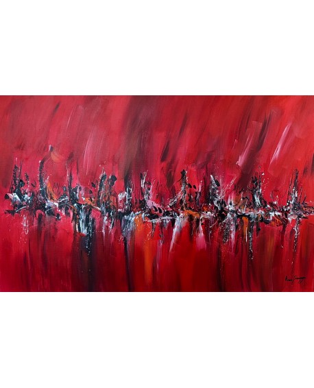 tableau abstrait rouge noir blanc