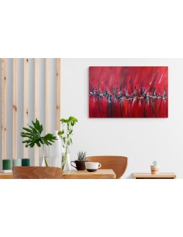 tableau abstrait rouge noir blanc