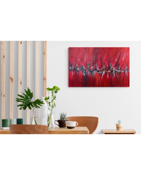 tableau abstrait rouge noir blanc