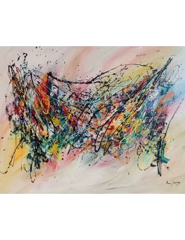 grand tableau abstrait contemporain multicolore