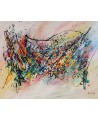 grand tableau abstrait contemporain multicolore