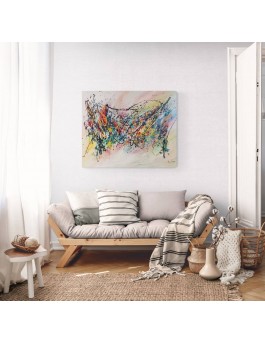 grand tableau abstrait multicolore