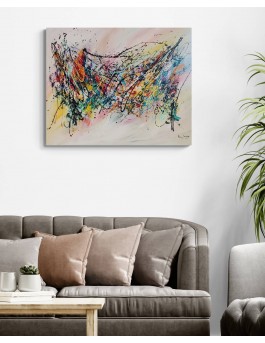 grand tableau abstrait moderne multicolore
