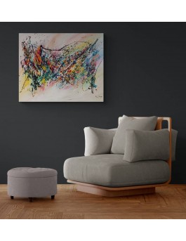 grand tableau abstrait contemporain multicolore