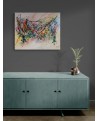 grand tableau abstrait contemporain multicolore