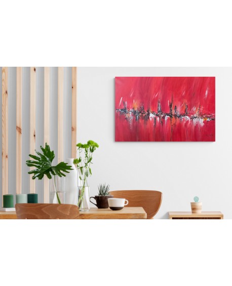 tableau abstrait contemporain rouge noir
