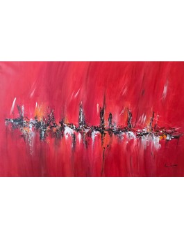 tableau abstrait moderne rouge