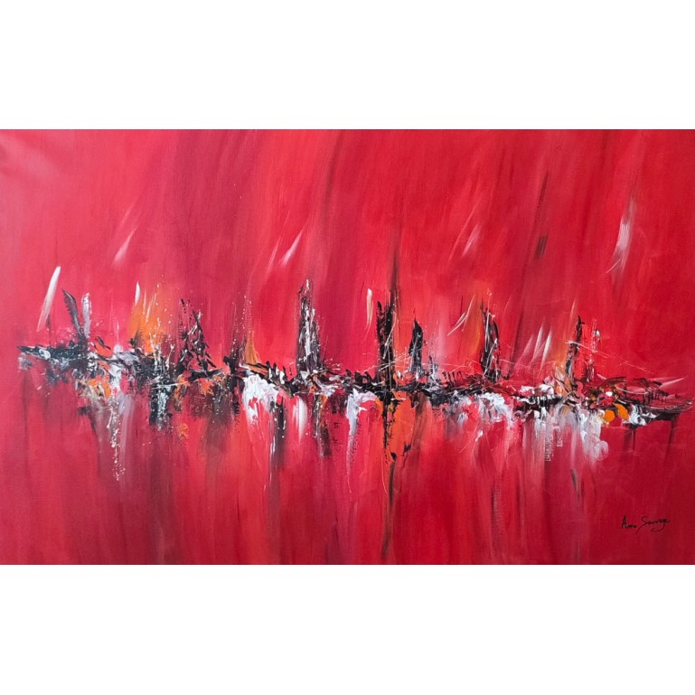 tableau abstrait moderne rouge
