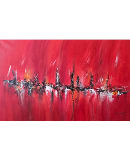 tableau abstrait moderne rouge