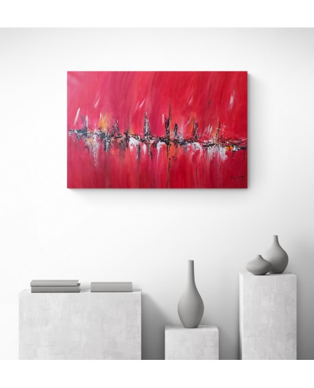 tableau abstrait contemporain rouge noir