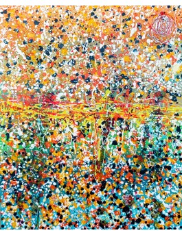 tableau abstrait coloré dripping