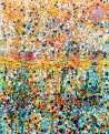 tableau abstrait coloré dripping